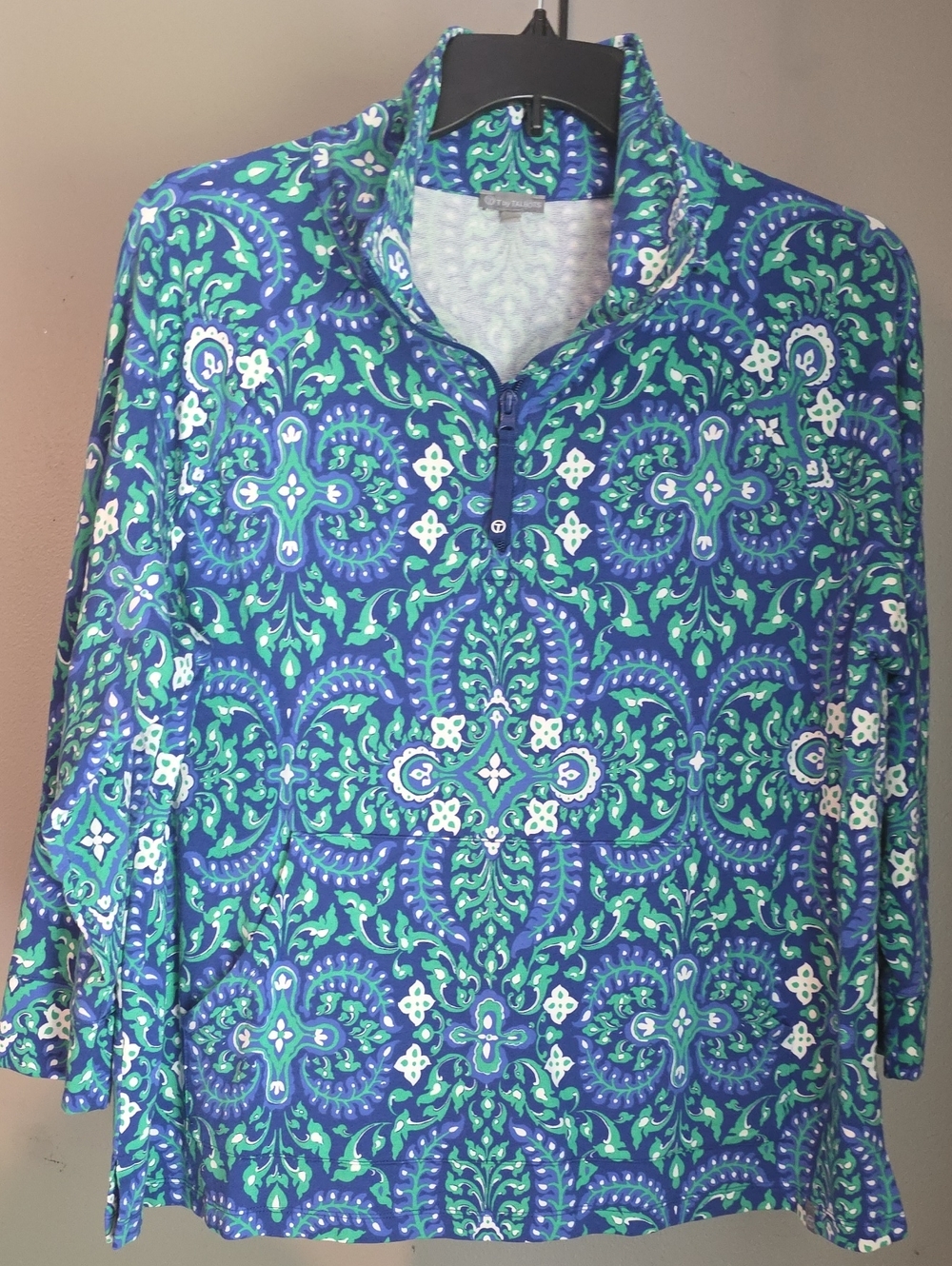 Talbots Blue and Green Printed Pullover Size 2X